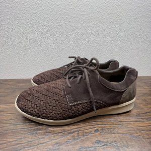 UGG Hepner Woven Luxe Lace Up Suede Trainer Comfort Sneaker Shoes 12 1020367